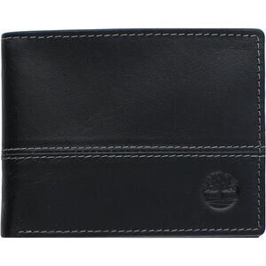 Timberland Men's Leather Passcase Bifold Wallet Hybrid Black